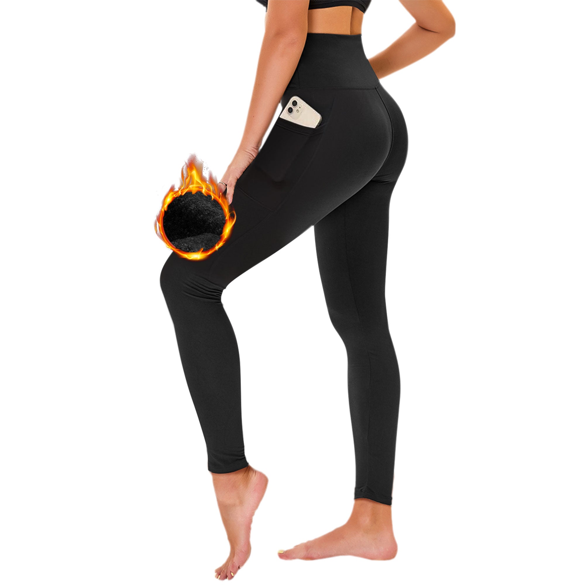 SHOWITTY 1/3 Pack Fleece Lined Leggings with Pockets for Women - Plus Size High Waist Tummy Control Soft Women's Yoga Pants for Workout Running