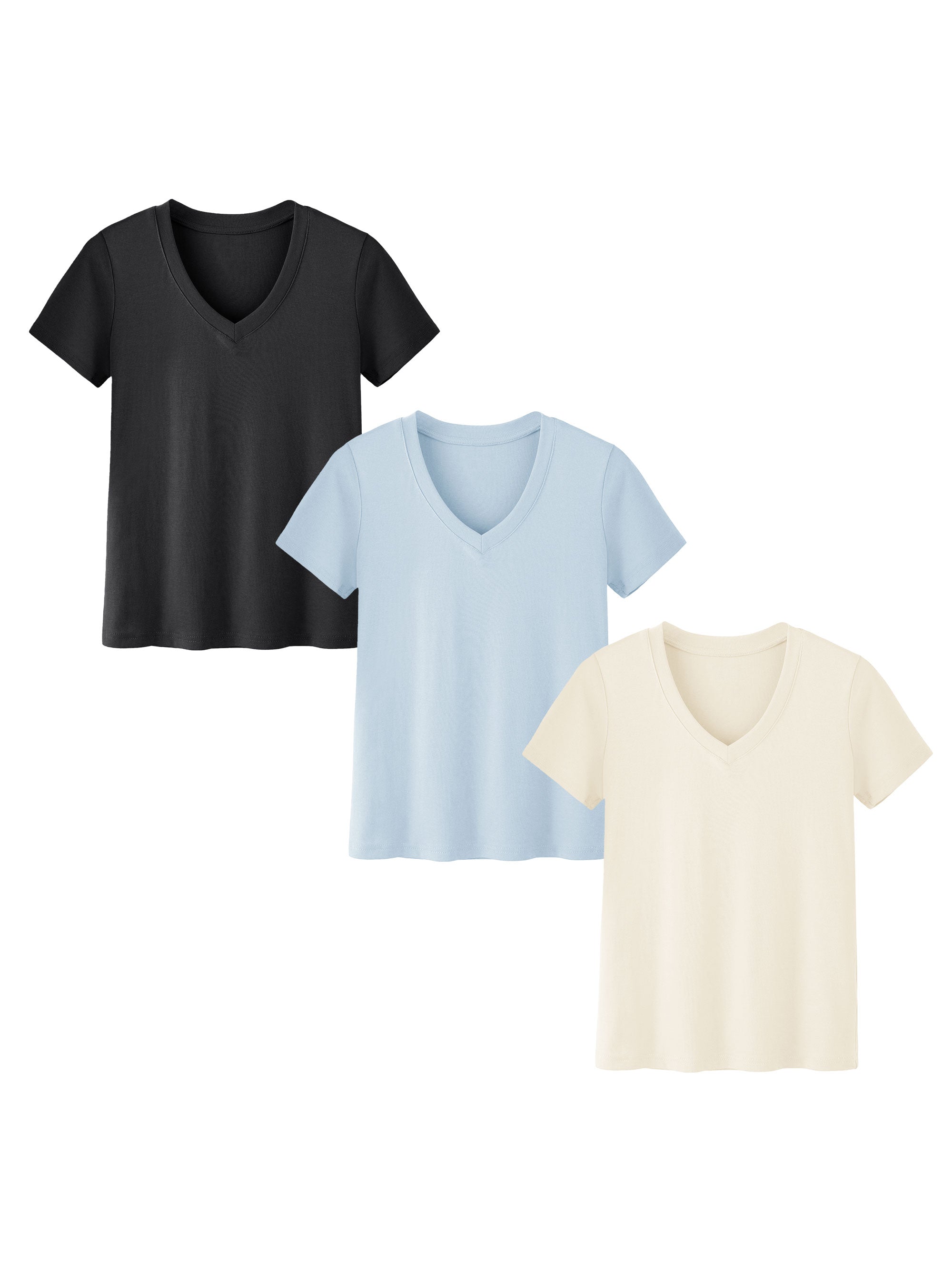 SHOWITTY 3-Pack Plus Size V-Neck T-Shirts for Women – Lightweight, Loose Fit Summer Essentials