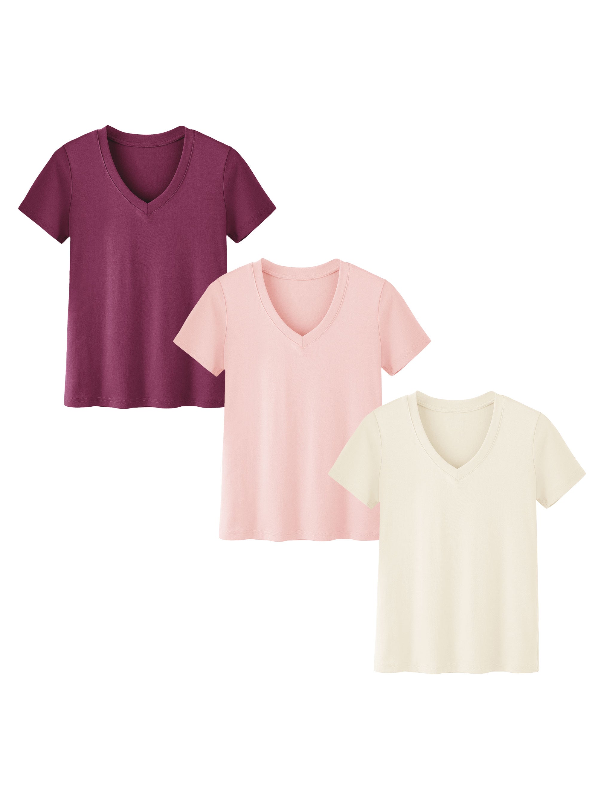 SHOWITTY 3-Pack Plus Size V-Neck T-Shirts for Women – Lightweight, Loose Fit Summer Essentials