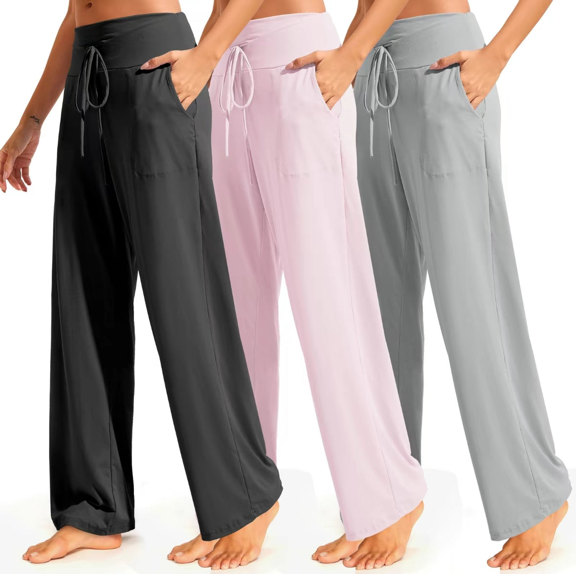 SHOWITTY 3-Pack Women’s Plus Size Lounge & Sleep Pants – Soft, Breathable Fabric with Pockets, Relaxed Fit for All-Night Comfort