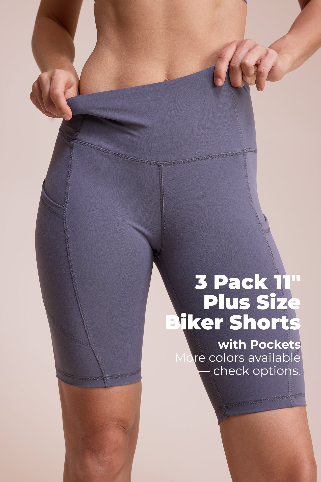 SHOWITTY 3 Pack 11" Plus Size Biker Shorts Women with Pockets