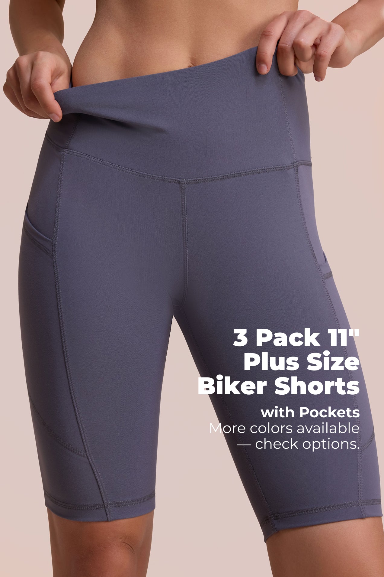 SHOWITTY 3 Pack 11" Plus Size Biker Shorts Women with Pockets