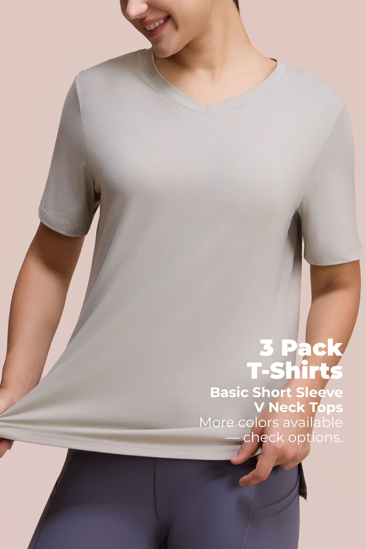 SHOWITTY Womens 3 Pack T-Shirts Basic Short Sleeve V Neck Tops - Plus Size Fashion Loose Fit Lightweight Casual Summer Clothes Lady Comfort
