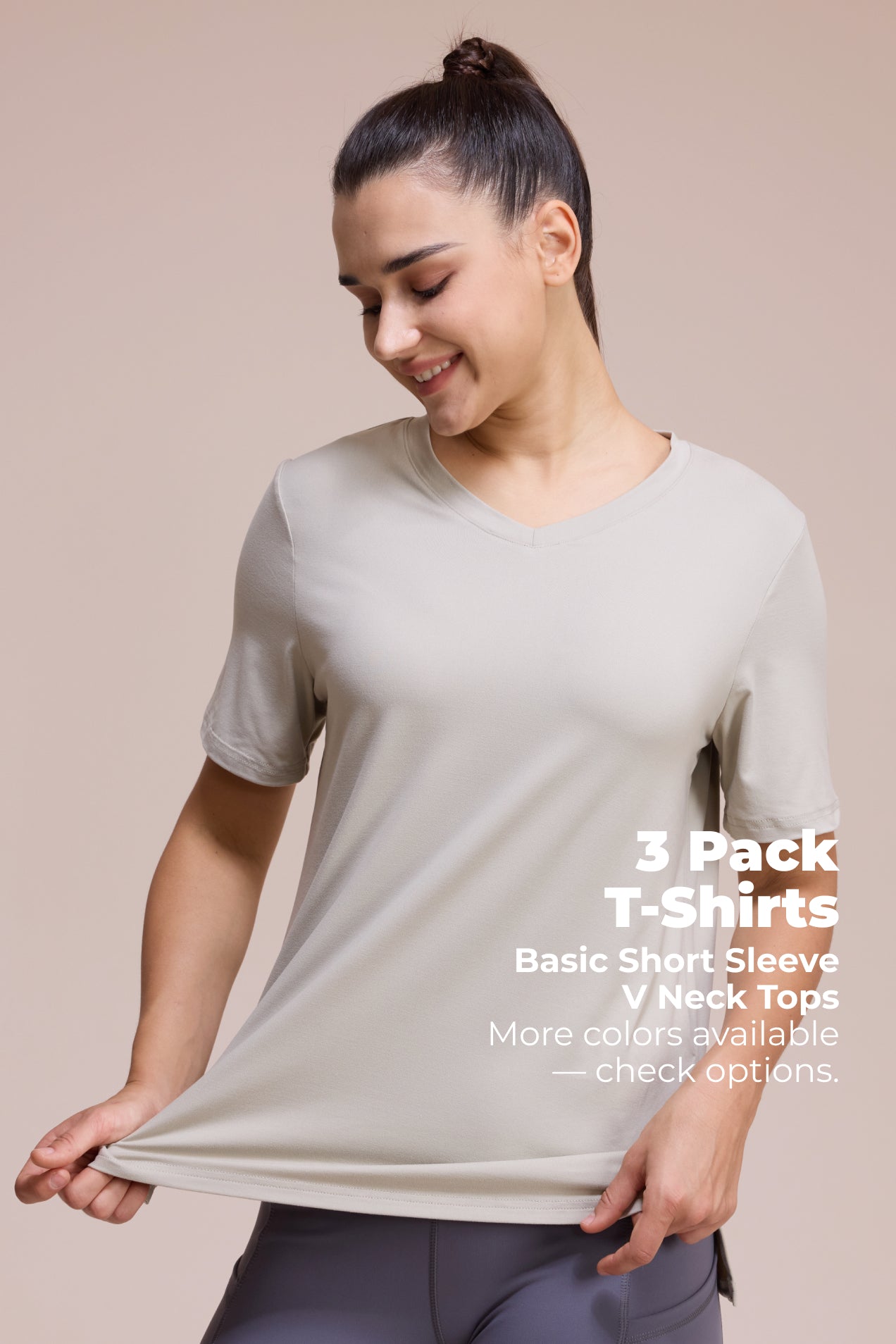SHOWITTY Womens 3 Pack T-Shirts Basic Short Sleeve V Neck Tops - Plus Size Fashion Loose Fit Lightweight Casual Summer Clothes Lady Comfort