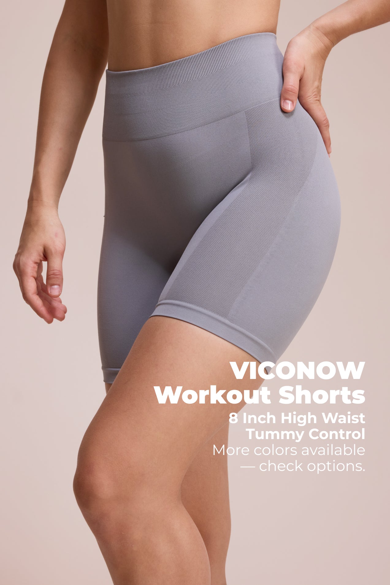 Viconow Workout Shorts for Women -8 Inch High Waist Tummy Control Bike Shorts for Gym Workout Athletic Running Yoga