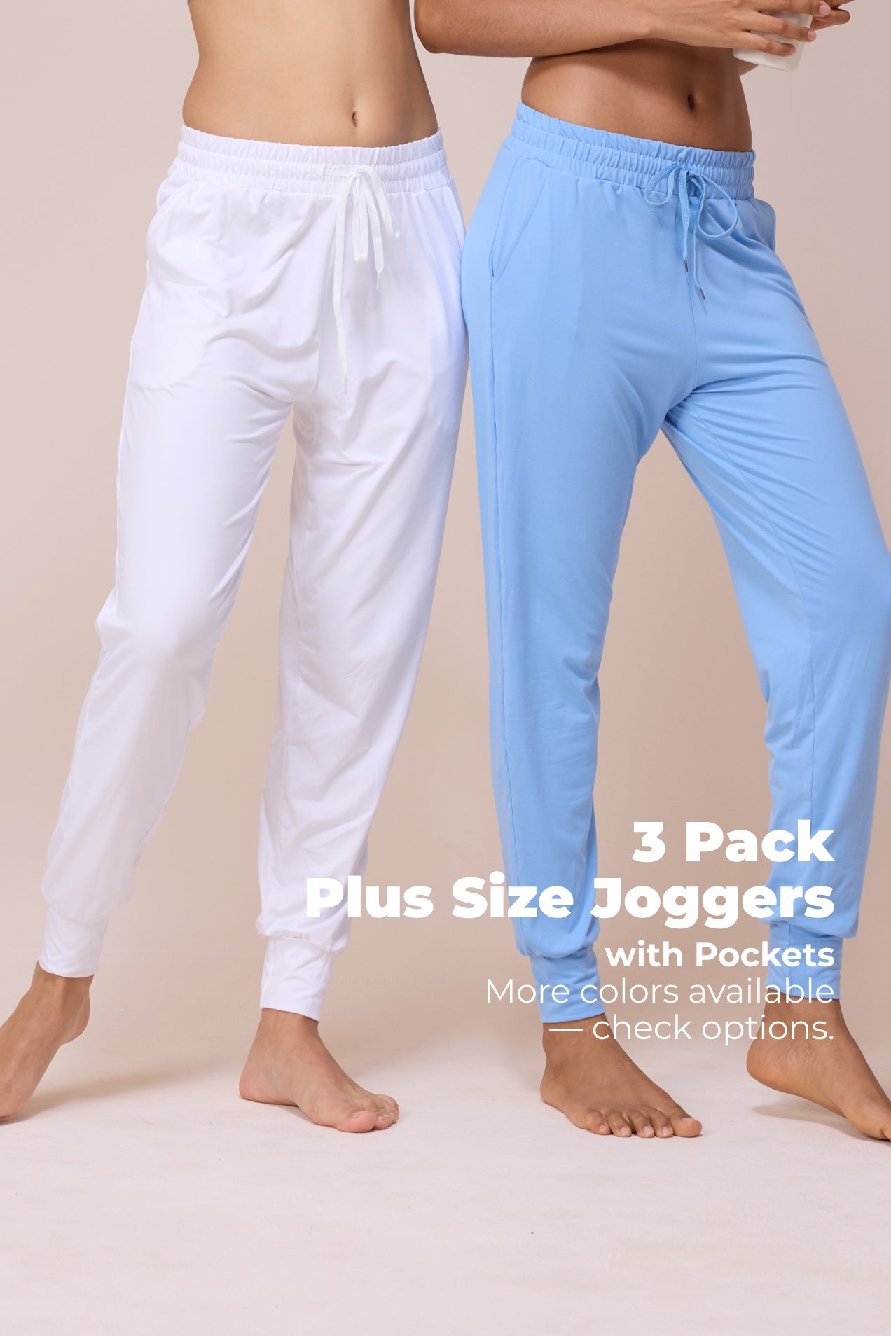 SHOWITTY 3 Pack Women's Plus Size Joggers with Pockets - Comfy Sweatpants for Yoga Lounge Black Workout Pants