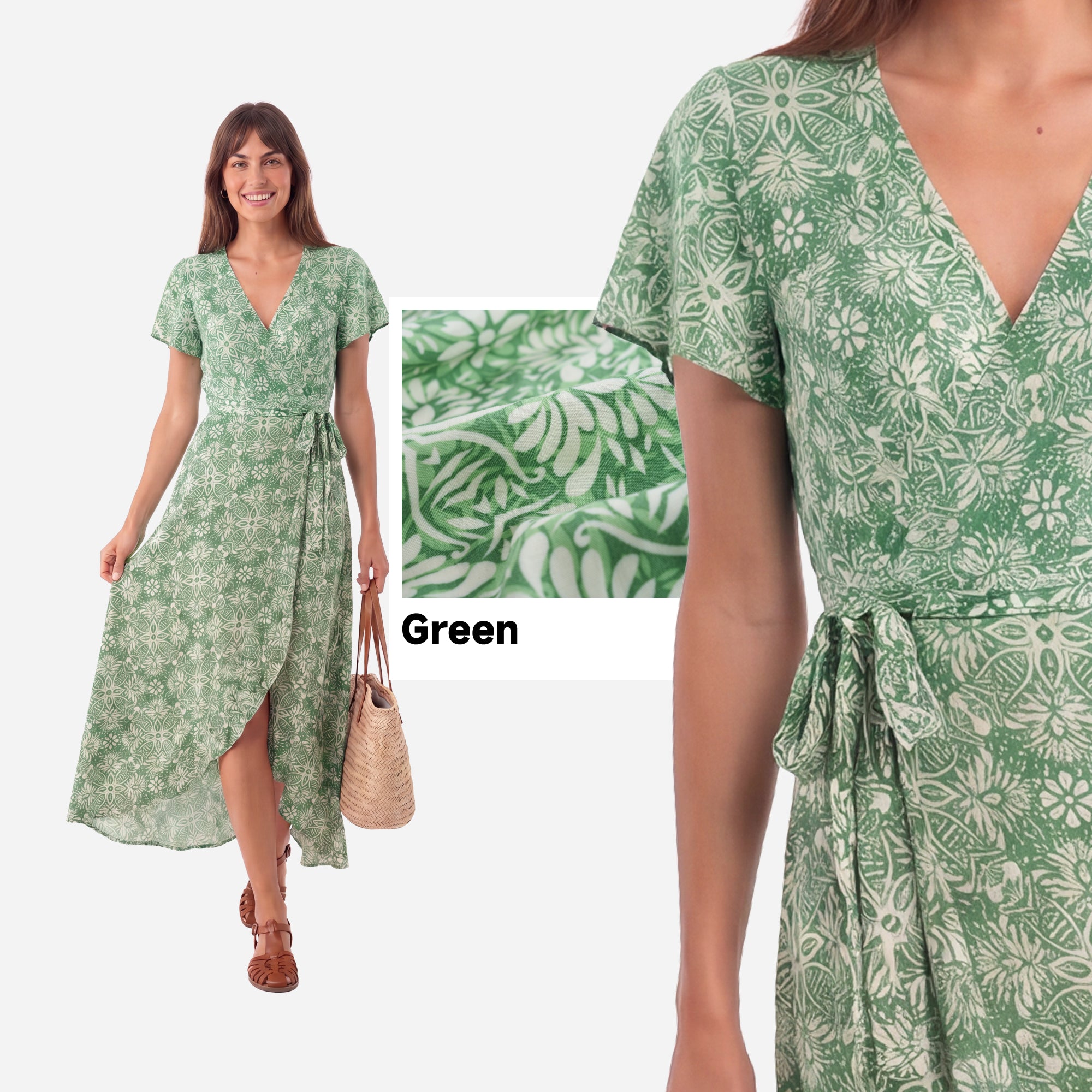 SHOWITTY Womens Floral One-Piece Wrap Maxi Dress Boho V Neck Tie Waist Split Summer Beach Dress