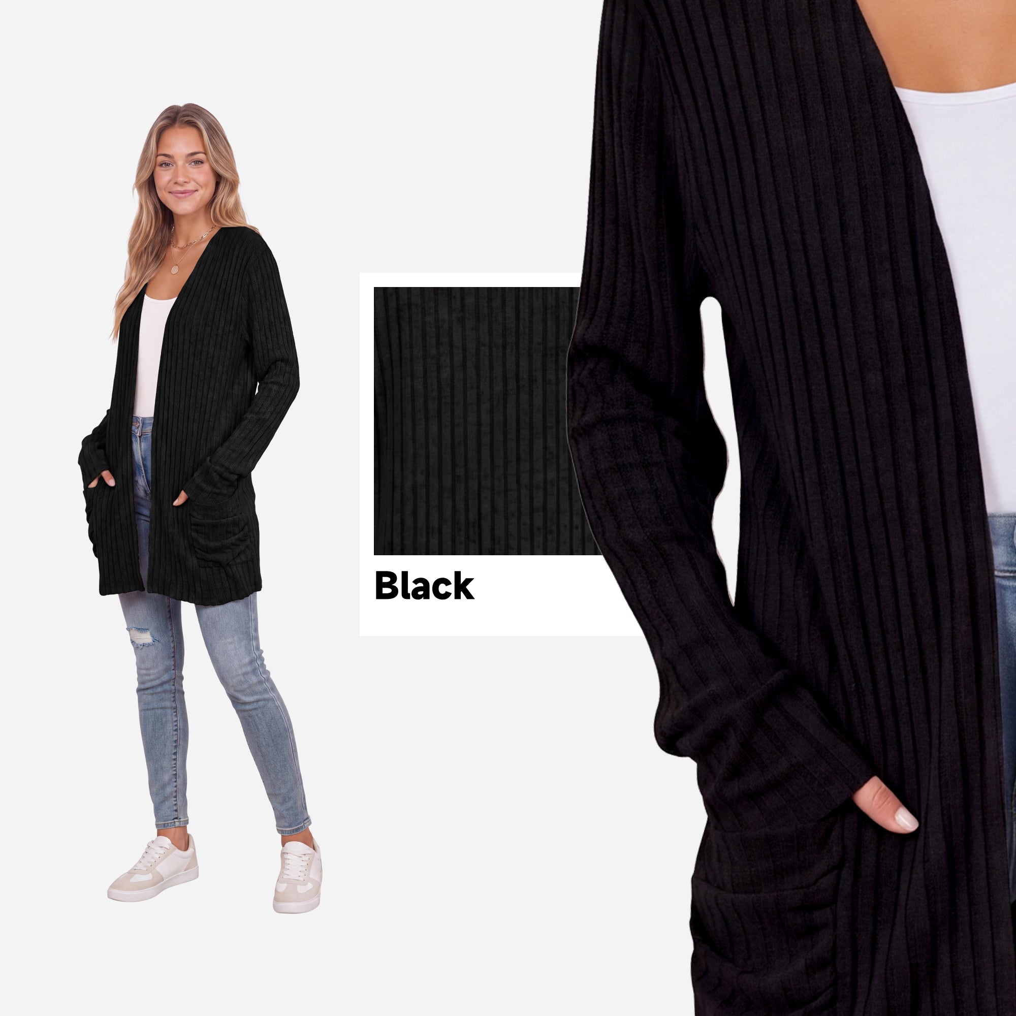 【Soft Layers】SHOWITTY Womens Long Open Front Cardigan Soft Knit Lightweight Sweater Cardigan with Pockets Casual Layering Outerwear
