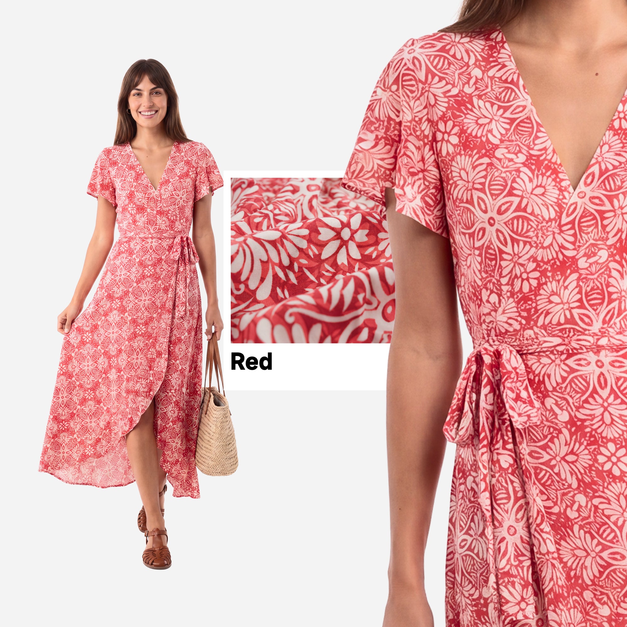 SHOWITTY Womens Floral One-Piece Wrap Maxi Dress Boho V Neck Tie Waist Split Summer Beach Dress