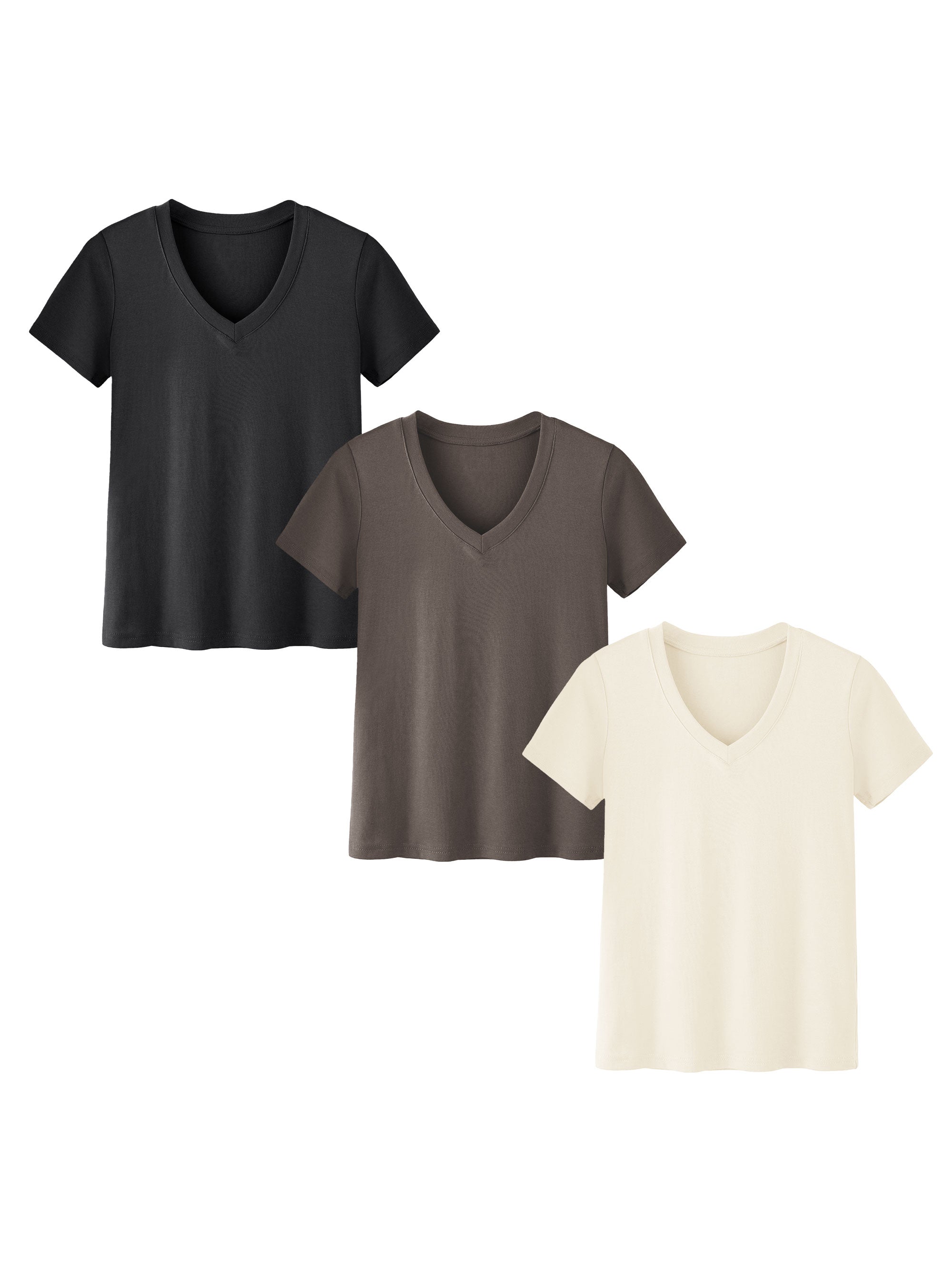 SHOWITTY 3-Pack Plus Size V-Neck T-Shirts for Women – Lightweight, Loose Fit Summer Essentials