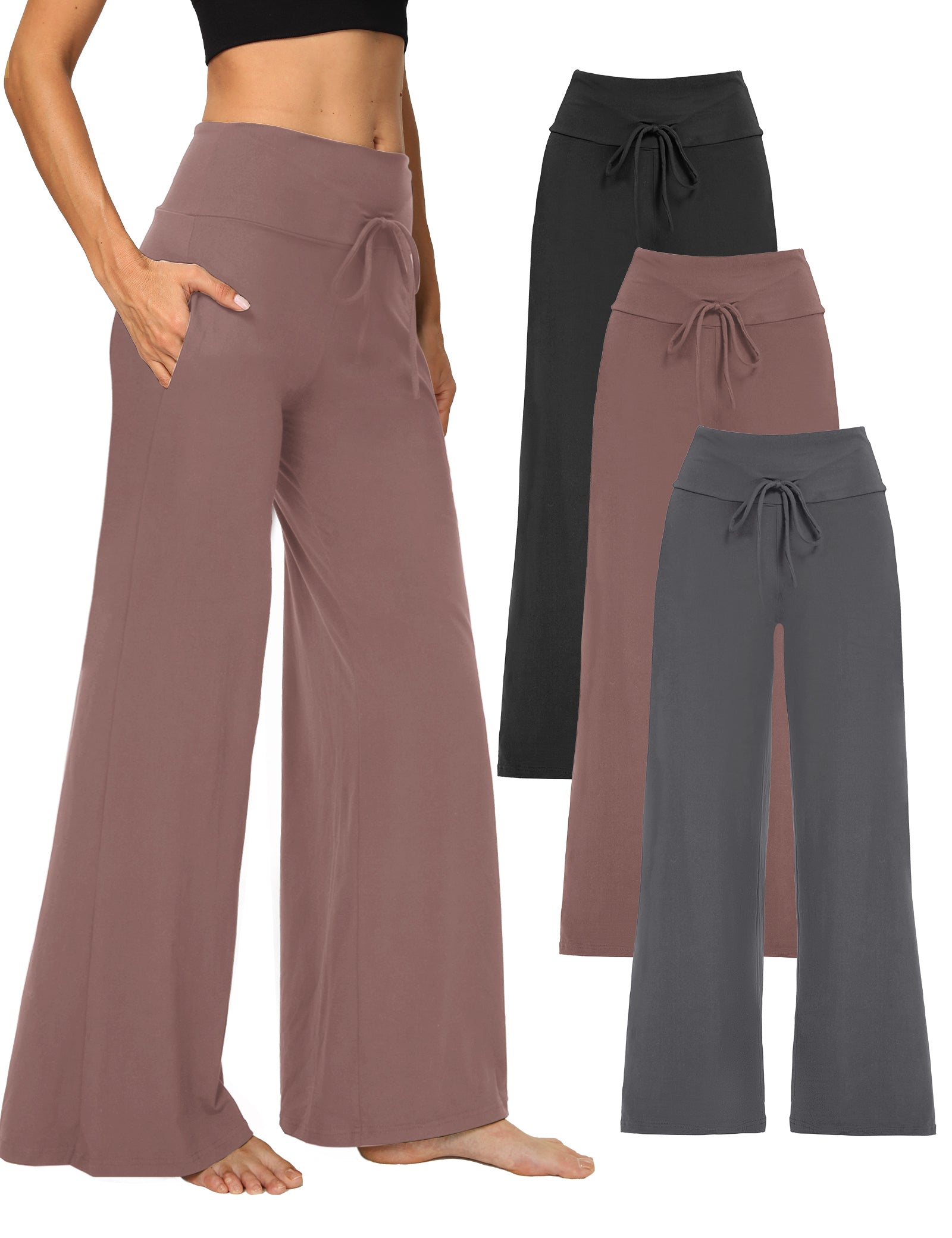 Wide Leg Pants for Women with Pockets, High Waist Yoga Lounge
