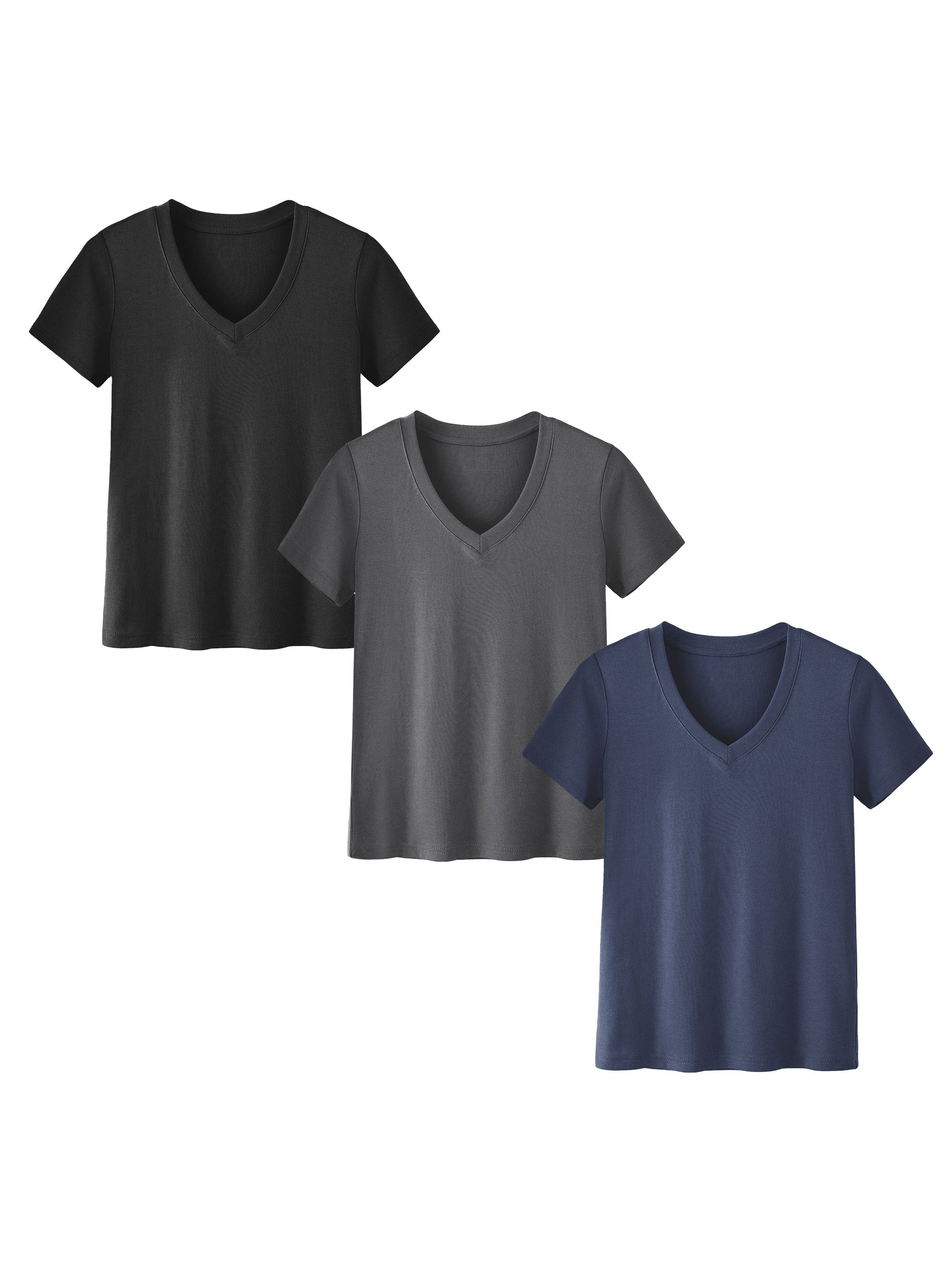 SHOWITTY 3-Pack Plus Size V-Neck T-Shirts for Women – Lightweight, Loose Fit Summer Essentials