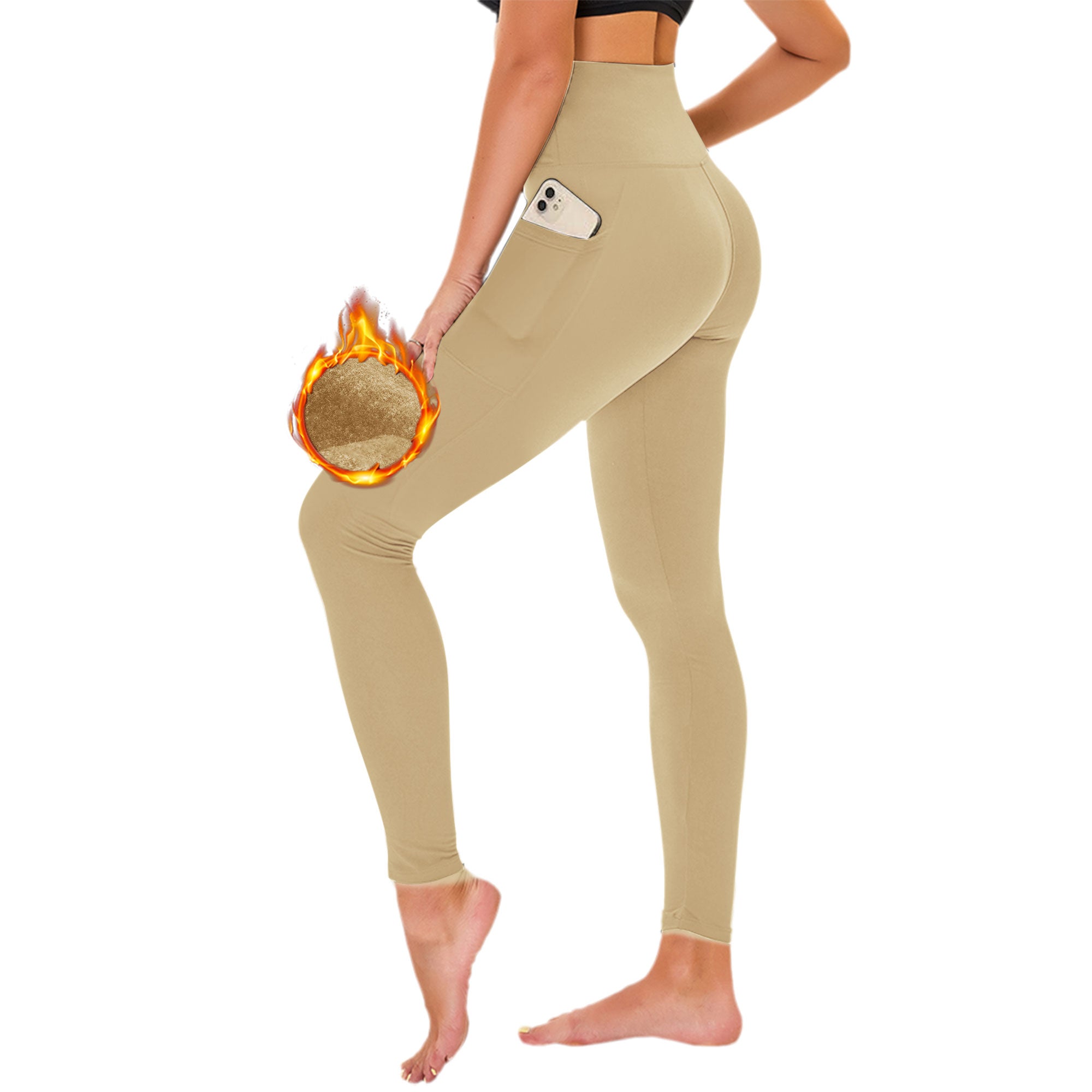 SHOWITTY 1/3 Pack Fleece Lined Leggings with Pockets for Women - Plus Size High Waist Tummy Control Soft Women's Yoga Pants for Workout Running