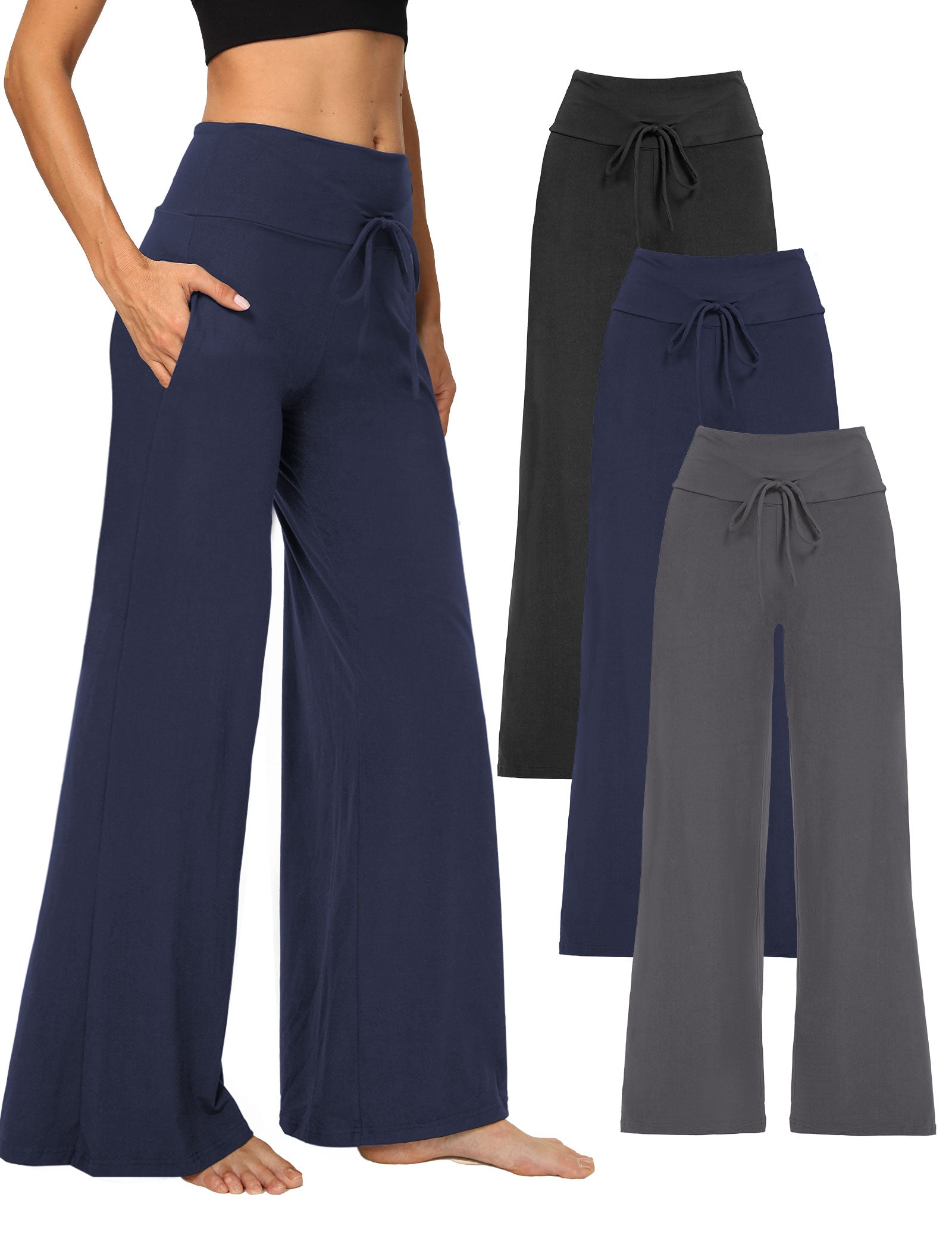 Wide Leg Pants for Women with Pockets, High Waist Yoga Lounge