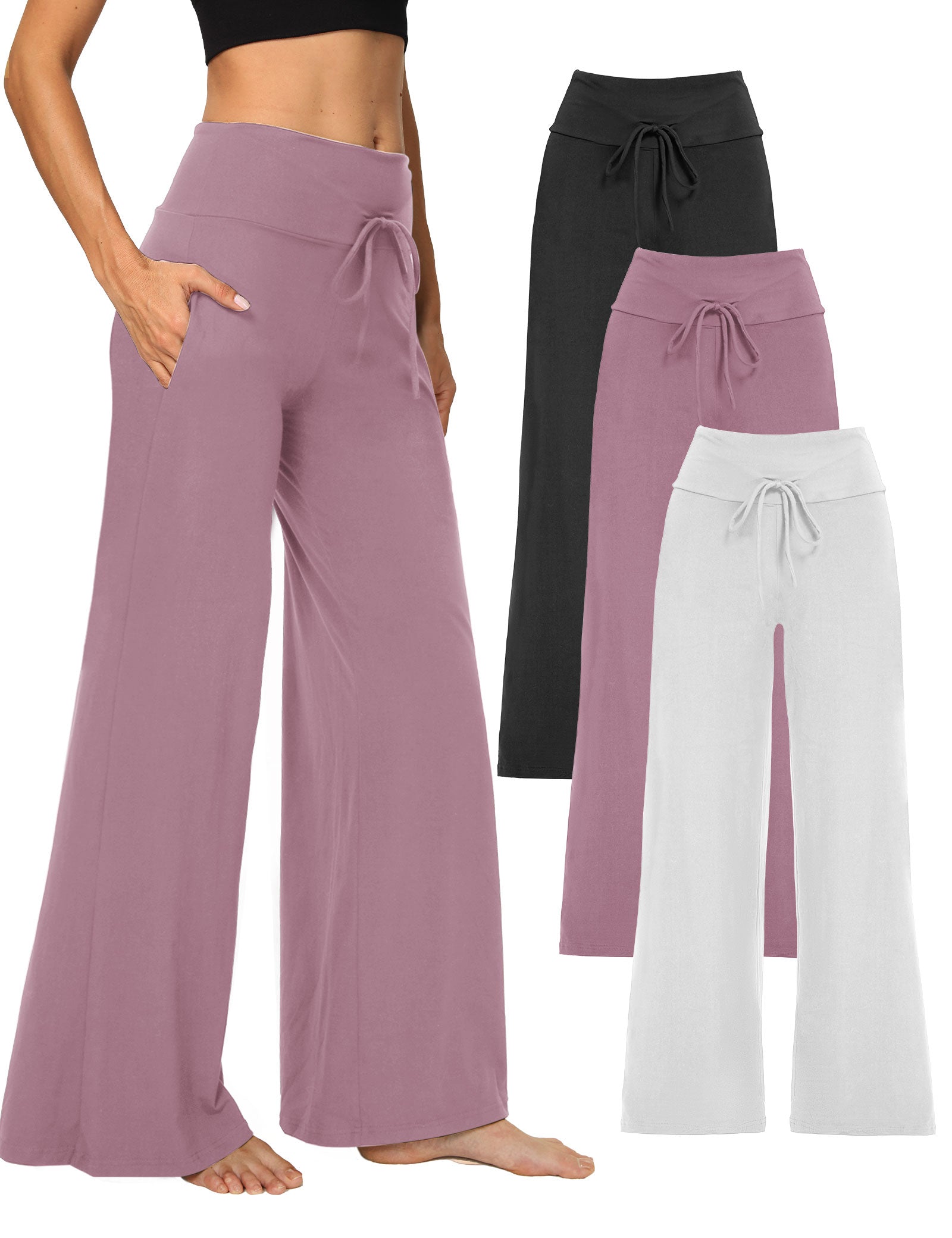 Wide Leg Pants for Women with Pockets, High Waist Yoga Lounge