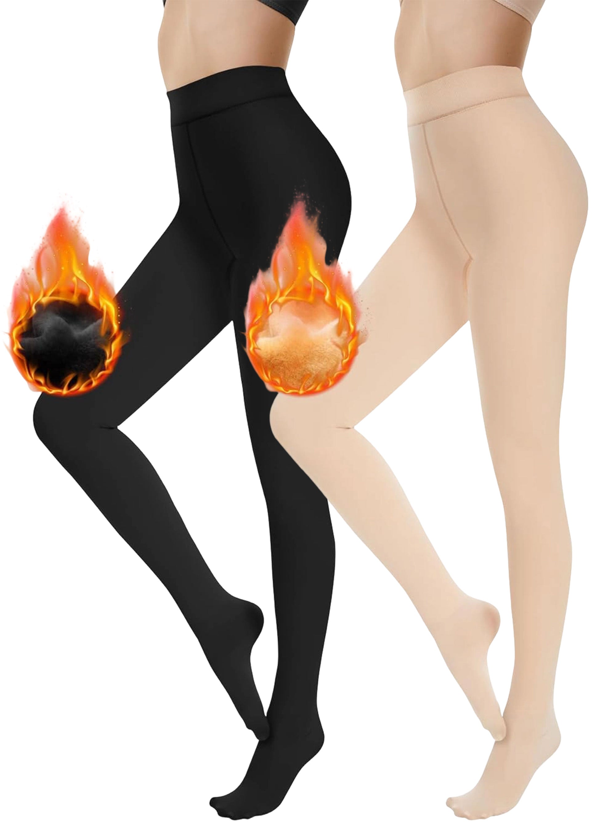 SHOWITTY 2-Pack Women’s Winter Fleece Lined Tights – High Waist Fake Translucent Thermal Pantyhose