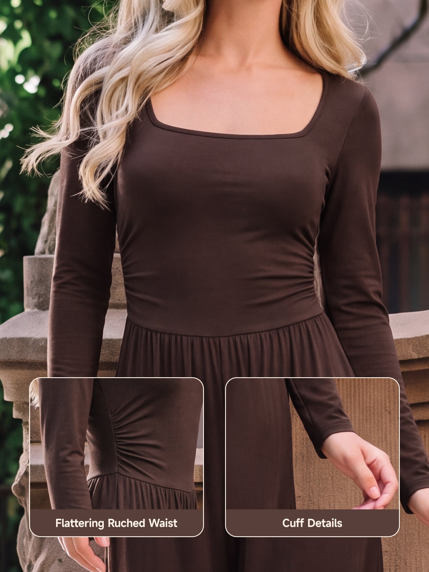 【One & Done】SHOWITTY Womens Long Sleeve Wide Leg Jumpsuit Square Neck Stretchy One Piece Outfit Casual Romper